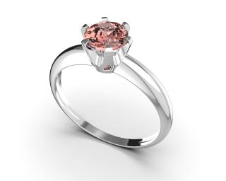 Stříbrný prsten - růžový kubický zirkon, Ag 925/1000+Rh hmotnost: 1,5 g, velikost prstenu: 54