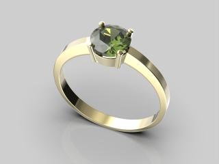 Zlatý prsten - vltavín, Au 585/1000 hmotnost: 1,75 g, velikost prstenu: 50