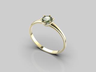 Zlatý prsten - vltavín, Au 585/1000+Rh hmotnost: 1,40 g, velikost prstenu: 51