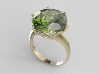 Zlatý prsten - vltavín, Au 585/1000 velikost prstenu: 52