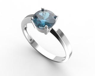 Zlatý prsten z bílého zlata - london blue topaz, Au 585/1000+Rh hmotnost: 2,15 g, velikost prstenu: 50