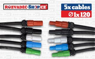 SADA 5 x cable 1 x 120 , 488A ,powerlock source / kabelova spojka /,powerlock drain /kabelova vidlice/ Delka 10 m