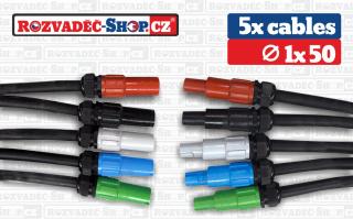 SADA 5 x cable 1 x 50 , 276A ,powerlock source / kabelova spojka /,powerlock drain /kabelova vidlice/ Delka 10 m