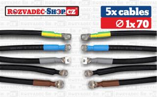 SADA 5 x cable 1 x 70 , 297A , průměr oka 10 mm Delka 5 m