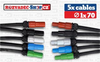 SADA 5 x cable 1 x 70 , 347A ,powerlock source / kabelova spojka /,powerlock drain /kabelova vidlice/ Delka 10 m