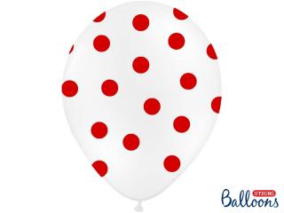 Balónek bílý s červenými puntíky - 30cm
