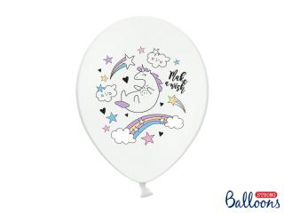 Balónek bílý s jednorožcem (unicorn) - 30cm