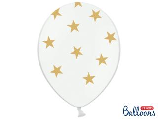 Balónek bílý se zlatými hvězdičkami - 30cm