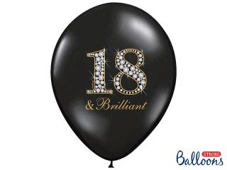 Balónek černý, 18 & brilliant- 30cm