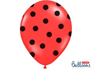 Balónek červený s černými puntíky - 30cm