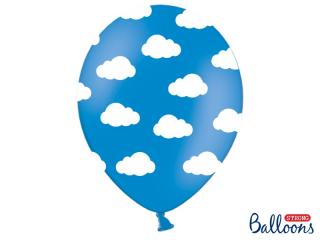 Balónek modrý s bílými mráčky ( letadýlko ) - 30cm
