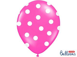 Balónek růžový s bílými puntíky - 30cm