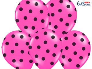 Balónek růžový s černými puntíky - 30cm