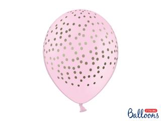 Balónek růžový se zlatými puntíky - 30cm