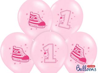 Balónky 1. narozeniny - růžové (6ks)