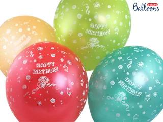 Balónky  Happy birthday  jemné - barevný mix, 5ks (30cm)