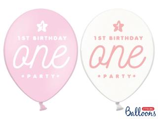 Balónky  One  1.narozeniny holčičky, pastelové - 30cm(2ks)