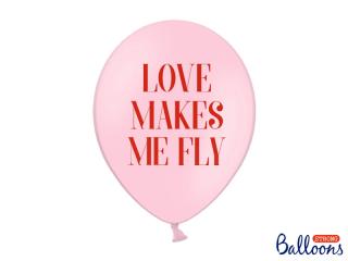 Balónky růžové LOVE MAKES ME FLY - 30cm, 6ks