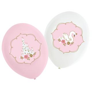 Balónky - růžovo-bílé labuť a zámek (6ks)