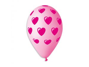 Balónky se srdíčky 2ks, bílý a růžový - 30cm