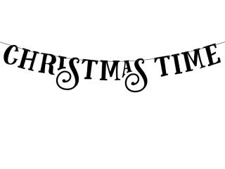 Banner  Christmas Time  - černý (14x80cm)