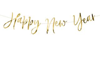 Banner - jemný zlatý, Happy New Year