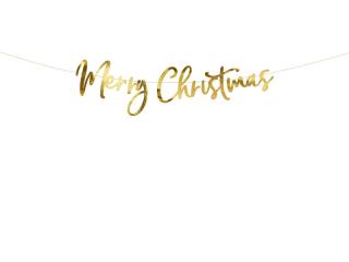Banner - jemný zlatý, Merry Christmas