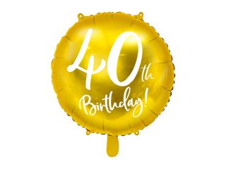 Fóliový balónek - 40. narozeniny, ZLATÝ