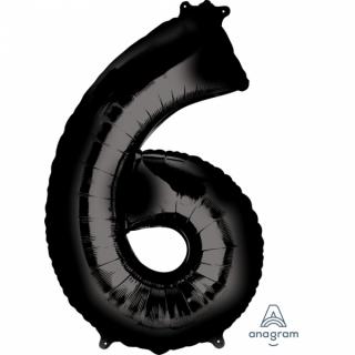 Fóliový balónek - černé číslo 6 (86cm)