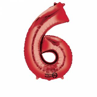 Fóliový balónek - červené číslo 6 (86cm)