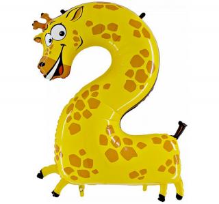 Fóliový balónek - číslo 2 žirafa (102cm)