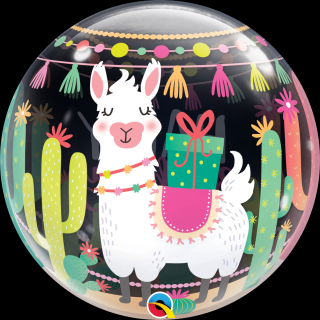 Fóliový balónek koule - Lama  Happy birthday  (56cm)