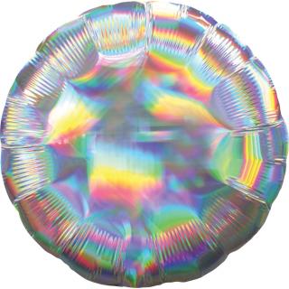 Fóliový balónek kulatý - stříbrný, holografický (45cm)