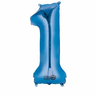 Fóliový balónek - modré číslo 1 (86cm)