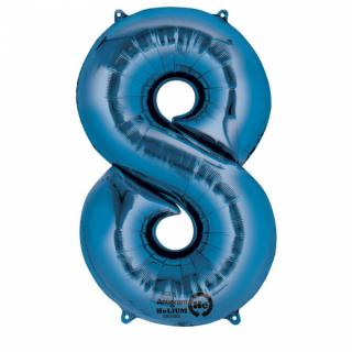 Fóliový balónek - modré číslo 8 (86cm)