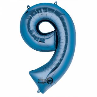 Fóliový balónek - modré číslo 9 (86cm)