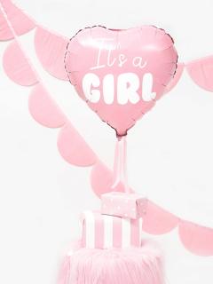 Fóliový balónek - Srdce růžové  It's a GIRL  (45cm)