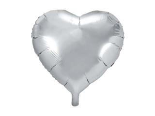 Fóliový balónek - Srdce stříbrné (45cm)