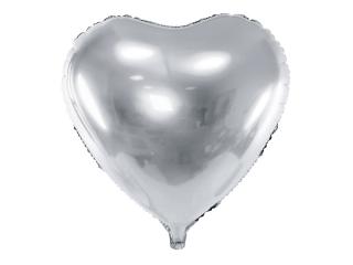 Fóliový balónek - Srdce stříbrné (61cm)