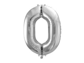 Fóliový balónek - stříbrné číslo 0 (86cm)