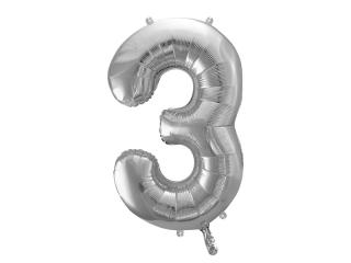 Fóliový balónek - stříbrné číslo 3 (86cm)