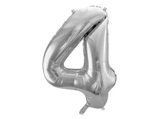 Fóliový balónek - stříbrné číslo 4 (86cm)