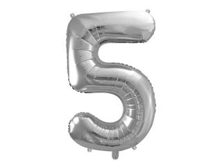 Fóliový balónek - stříbrné číslo 5 (86cm)