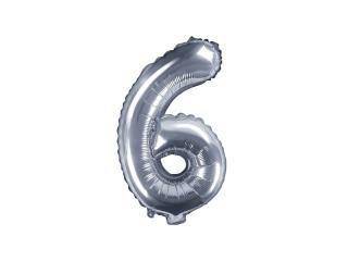 Fóliový balónek - stříbrné číslo 6 (35cm)