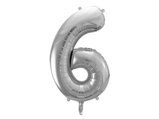 Fóliový balónek - stříbrné číslo 6 (86cm)