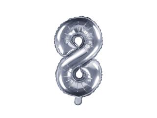 Fóliový balónek - stříbrné číslo 8 (35cm)