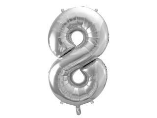 Fóliový balónek - stříbrné číslo 8 (86cm)