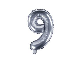 Fóliový balónek - stříbrné číslo 9 (35cm)