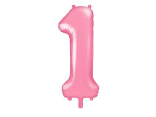 Fóliový balónek - světle růžové číslo 1 (86cm)