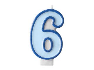 Narozeninová svíčka s číslem 6 - modrá